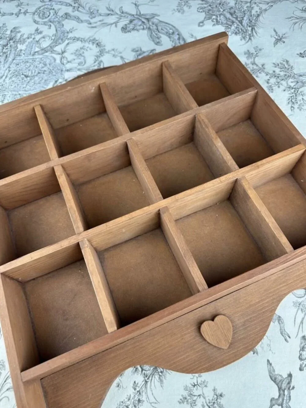 Vintage Wood Heart Trinket Wall Shelf Cottage Granny Core 12 cubbies 22” X 15”